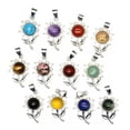 thumbnail image 5 of Natural Crystal Flowers Pendant Quartz Chakra Stone Round Bead Necklace Healing, 5 of 5