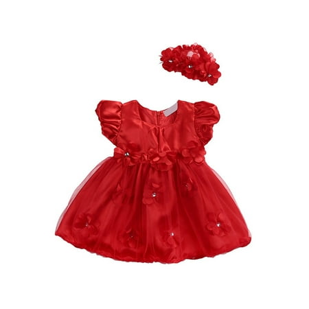 Funcee Summer Baby Girls Red Floral Dresses For Wedding Party Outfit (Best Casual Party Outfits)