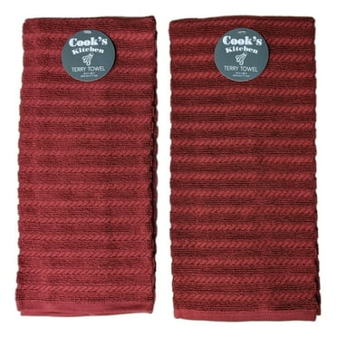 Set of 2 MARSALA Dark Red Textured Terry Kitchen Towels by Kay Dee Designs