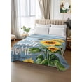 thumbnail image 2 of Spring Sunflower Full Size Flat Sheet, Wrinkleproof & Fadeproof Cooling Flat Bed Sheet Only, Bee Wooden Grain Country Rustic Breathable Soft Bedding Top Sheets 81 x 96 Inches, 2 of 8
