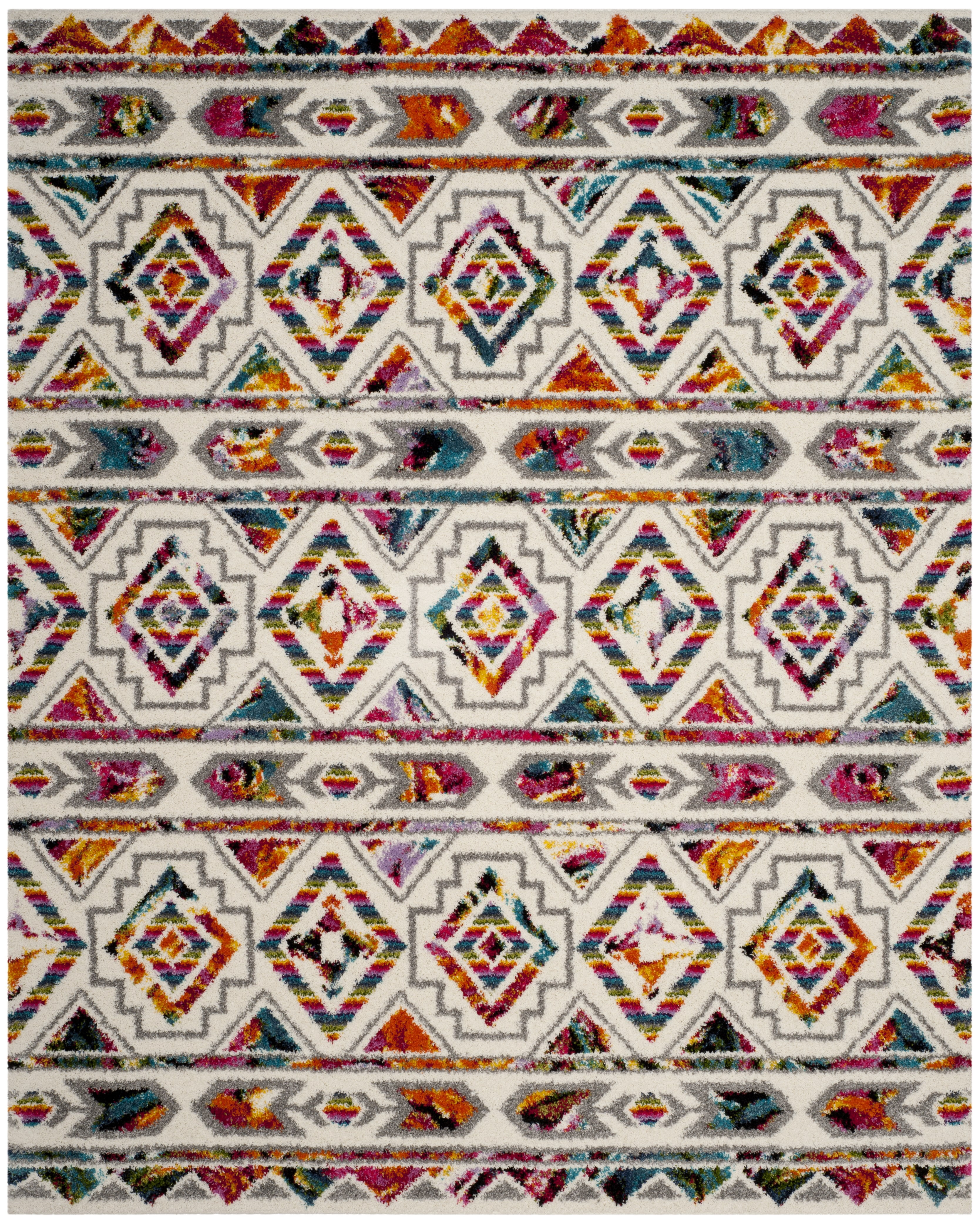Safavieh Fiesta Shag Geometric Shag Area Rug, Cream/Multi, 9' x 12'