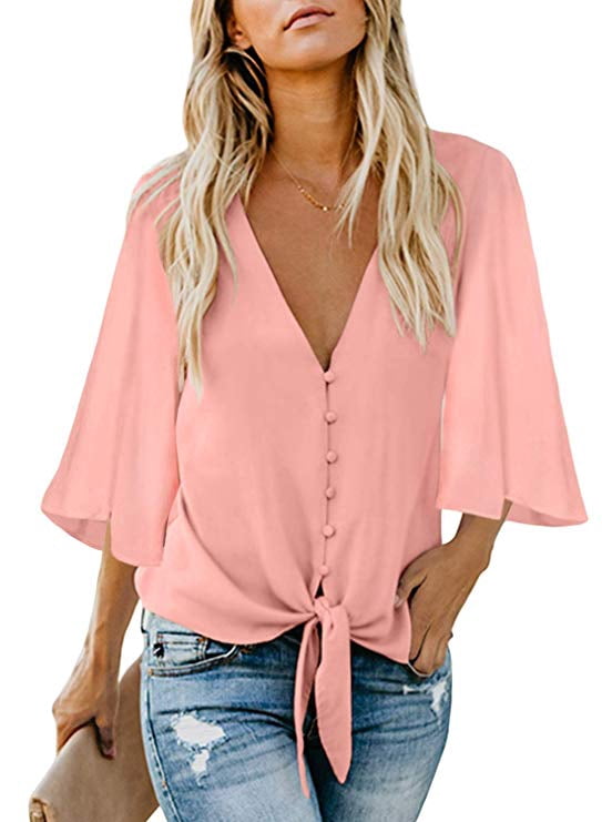 Women's Summer V Neck Short Sleeve 