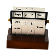 Esquirla Desktop Calendar Perpetual Calendar Photo Props Wooden Rotary Calendar for Countertop Living Room Kitchen Classroom