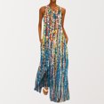 thumbnail image 1 of SMihono Robe Maxi Boho d'Été pour Femmes Grande Taille Mode Col en V Sans Manches Soirée d'Été Fête Imprimé Poches Gilet Longue Robe de Plage Robe d'Été, 1 of 6