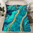 thumbnail image 2 of Homewish Adult Fashion Marble Twin Sheet Sets, Teal Gold Abstract Ombre Twin Fitted Sheet, Modern Artwork Flat Sheet, Lightweight Room Decor, 3 Pieces, 2 of 7