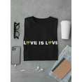 thumbnail image 3 of Love Is Love Rainbow Hearts Graphic Quote Men Black T-Shirt, Male Medium, 3 of 4