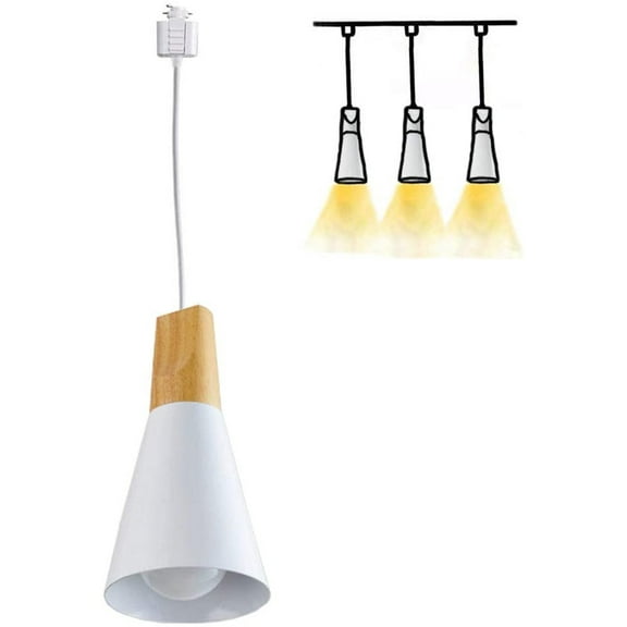 Kiven H-Type Track Mount Light Modern Wood Pendant Lights Kitchen Lighting,White (3-light)
