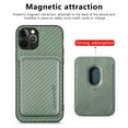 thumbnail image 2 of ELEHOLD for iPhone 11 Magnetic Wallet Case with Detachable Back Card Holder Fiber Texture Design Full Body Protective Slim Shockproof Case, green, 2 of 8