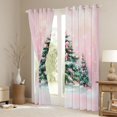thumbnail image 3 of Homewish Bowknot Christmas Tree Black Out Curtains for Teens, Winter Snowflake Curtains Pack of 2 (42x63 Each), Pink Oil Printing Bedroom Curtains, Curtains Blackout Home Decor, 3 of 6