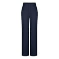 thumbnail image 3 of MIUOWANP Women's Elastic Waisted Pants with Pockets Solid Color Fake Buttons Slim Fit Straight Leg Pants Size XXL(12)Dark Blue, 3 of 4