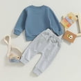 thumbnail image 5 of YMNXA Kids Boys Outfits Long Sleeve Round Neck Letter Print Top And Joggers Comfortable Fashion Sets For Casual Daily Wear,Blue,2-3 Months, 5 of 5