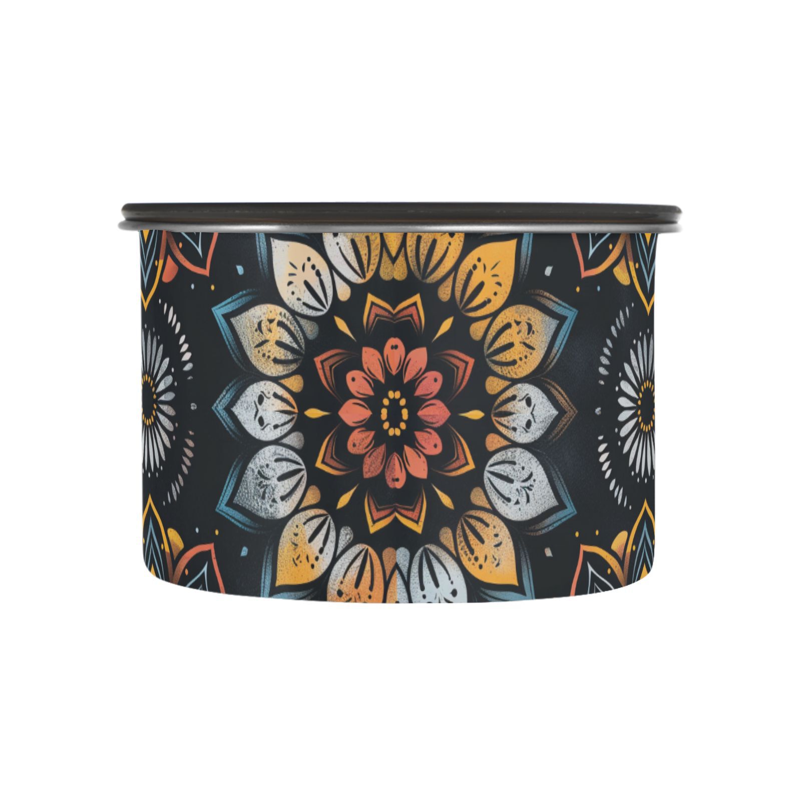 Mandala Flower Floral Airtight Coffee Bean Canister 30oz Food Storage Containers with Lids For Gournd, Tea, Sugar, Flour, Rice, Cereal, Candy Cookie Jar