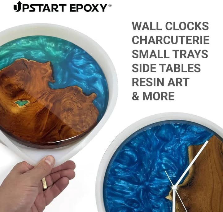 Upstart Epoxy Round Silicone Mold for Epoxy Resin Casting, 12.2 inch Dia. x 2.2 inch Height, Great for Resin and Wood Arts and Crafts, DIY Charcuterie Board, Wall Clock, Durable, Reusable, (White)