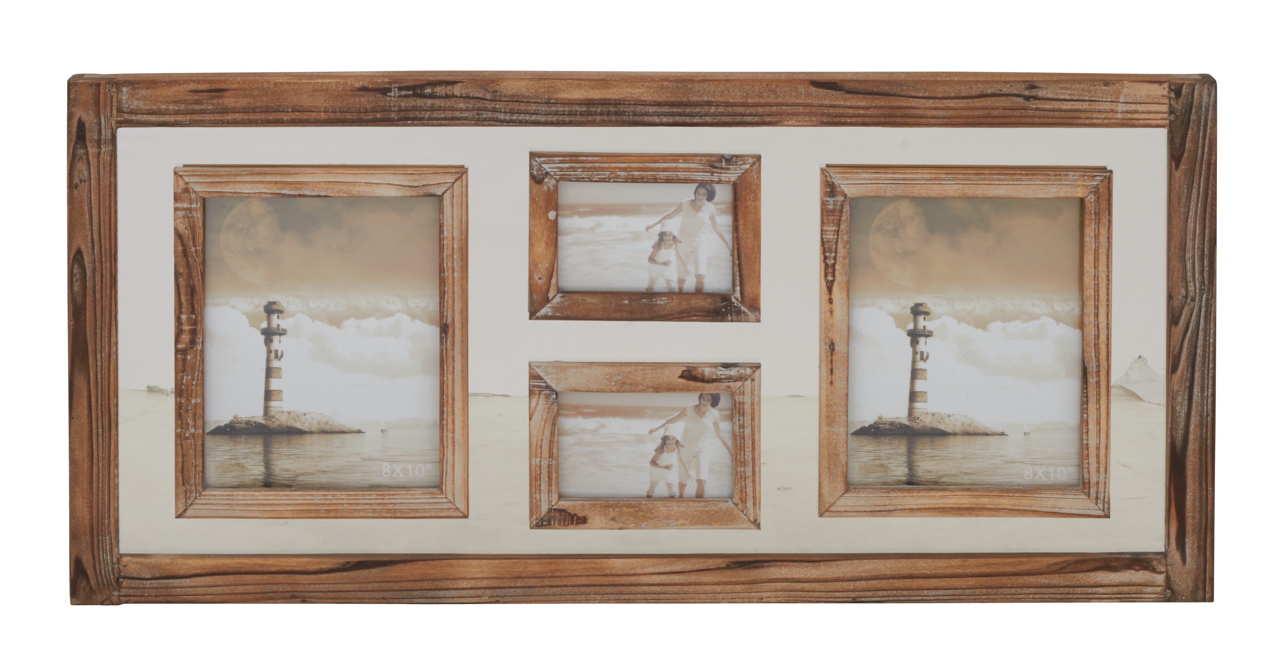 DecMode Indoor Brown Wood Vintage Family Wall Photo Frame