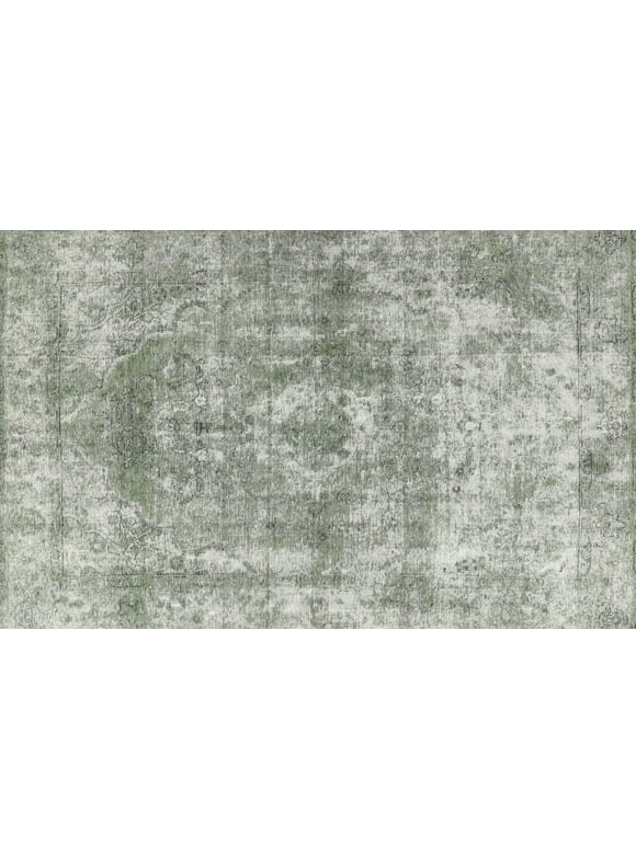 Ahgly Company Machine Washable Indoor Rectangle Contemporary Sage Green Area Rugs, 5' x 7'