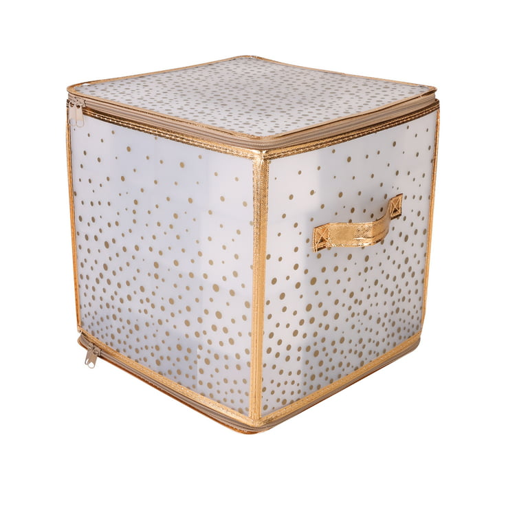Simplify 64-Count Ornament Storage Box Organizer in Gold Printed Plastic 