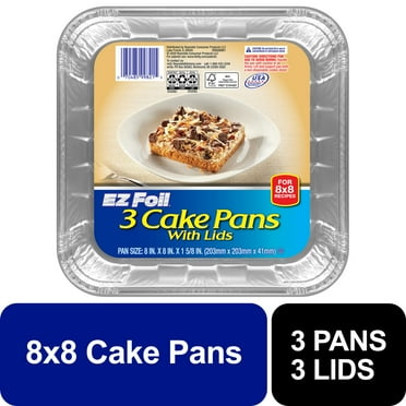EZ Foil Cake Pans with Lids, 8x8 Inch, 3 Count