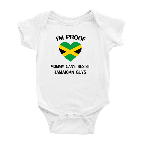 I'm Proof Mommy Can't Resist Jamaican Guys Cute Baby Bodysuit Romper (White, 6-12 Months)