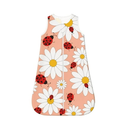 

Fotbe Daisy and Ladybug Pattern Sleep Sack - Baby Wearable Blanket with Zipper Extra Soft Cotton Sleeveless Sleeping Bag for Infants-Small