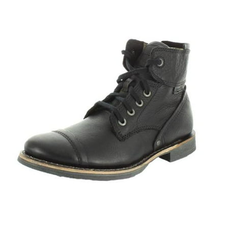 Leather Lace Up Combat Boots - Caterpillar Men's Black Leather Quinton Combat Lace Up Dress Short Boots (13)