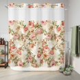 thumbnail image 6 of No Hook Shower Curtain with Built-in Rings - Pink Retro Rose Washable Waterproof Fabric Bathroom Curtains for Hotel,Rentals, 72 X 78 Inch Long , Vintage Floral, 6 of 9