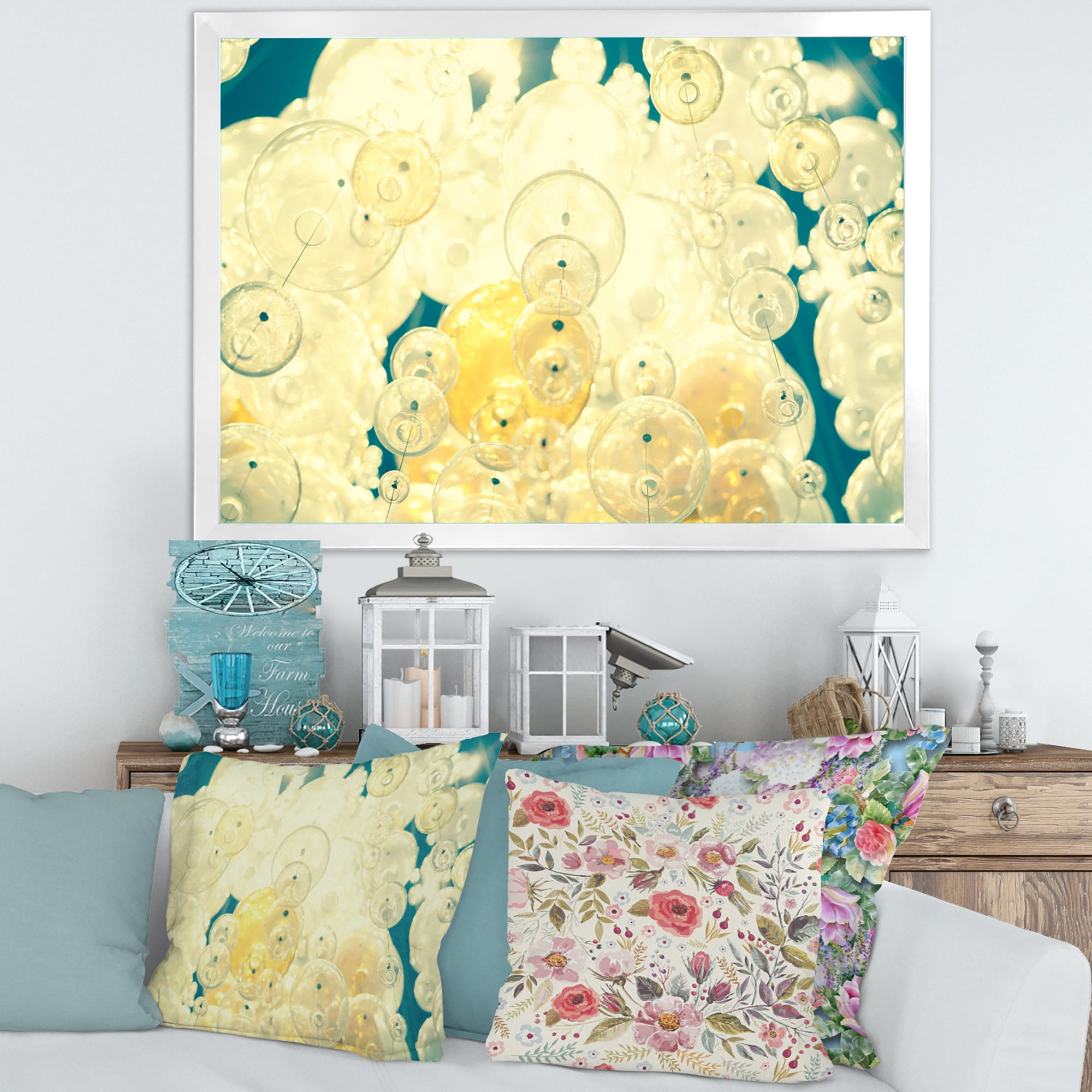 Designart 'Chandelier In The Form of Balls Abstract Art II' Modern Framed Art Print