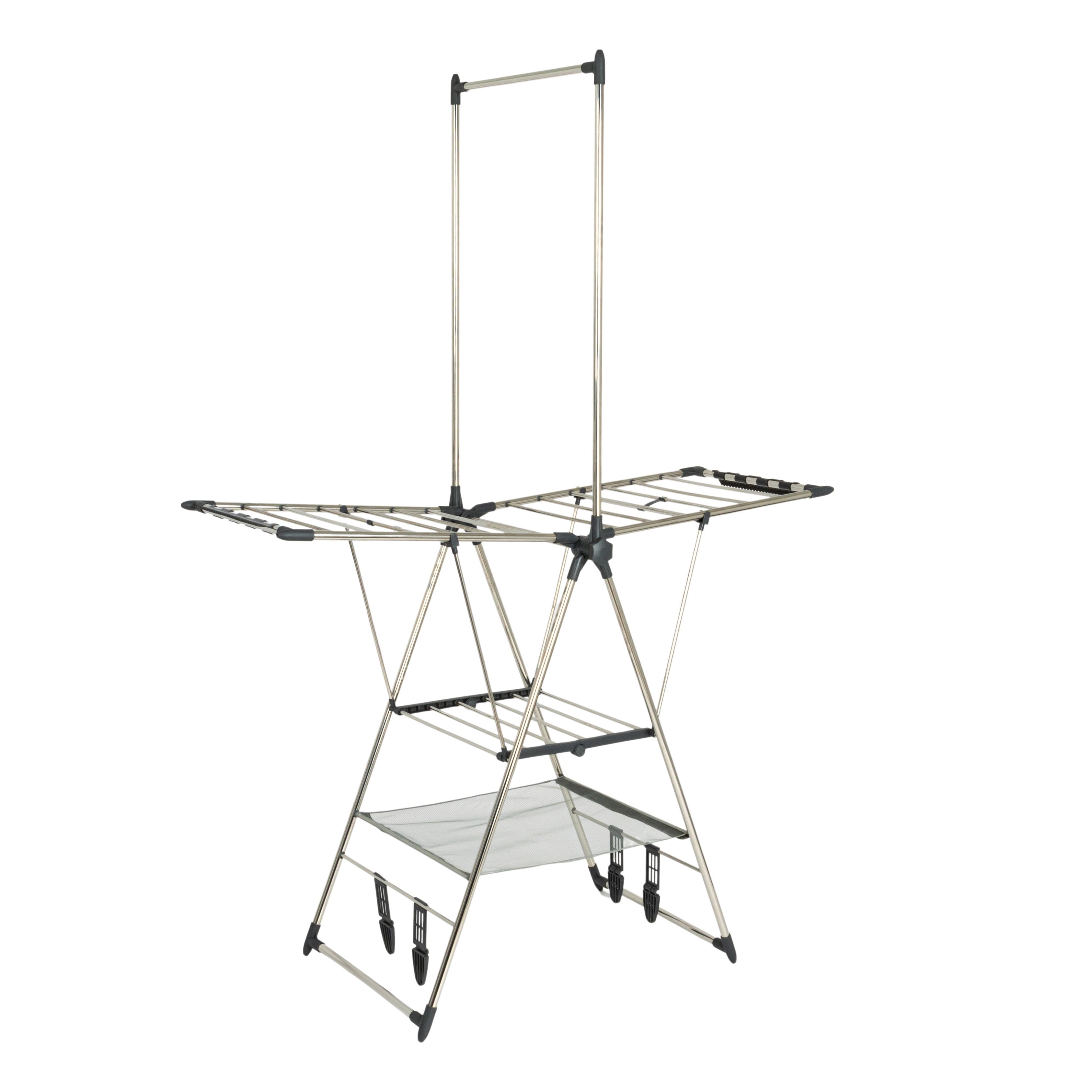 Everyday Home 3 Tier Stainless Steel Laundry Rack for Hanging and Drying White Walmart