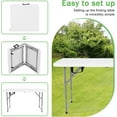 thumbnail image 2 of Dkelincs 4ft Folding Table with Handle Heavy Duty Plastic Foldable Table Indoor Outdoor Small Portable Table for Picnic Camping BBQ Dining Events, White, 2 of 7