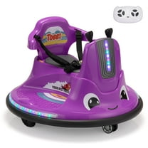 TOBBI 12V Bumper Car Ride on with Remote Control, Music, LED Lights, 360 Spin Age 1.5-9 Child, Purple