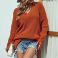 thumbnail image 2 of LYXSSBYX V-Neck Long Sleeve Sweater Tops Hot Sale Clearance for Fashion Women Solid Long Sleeve Pullove Hollow Out V-Neck Casual Sweater Tops, 2 of 6