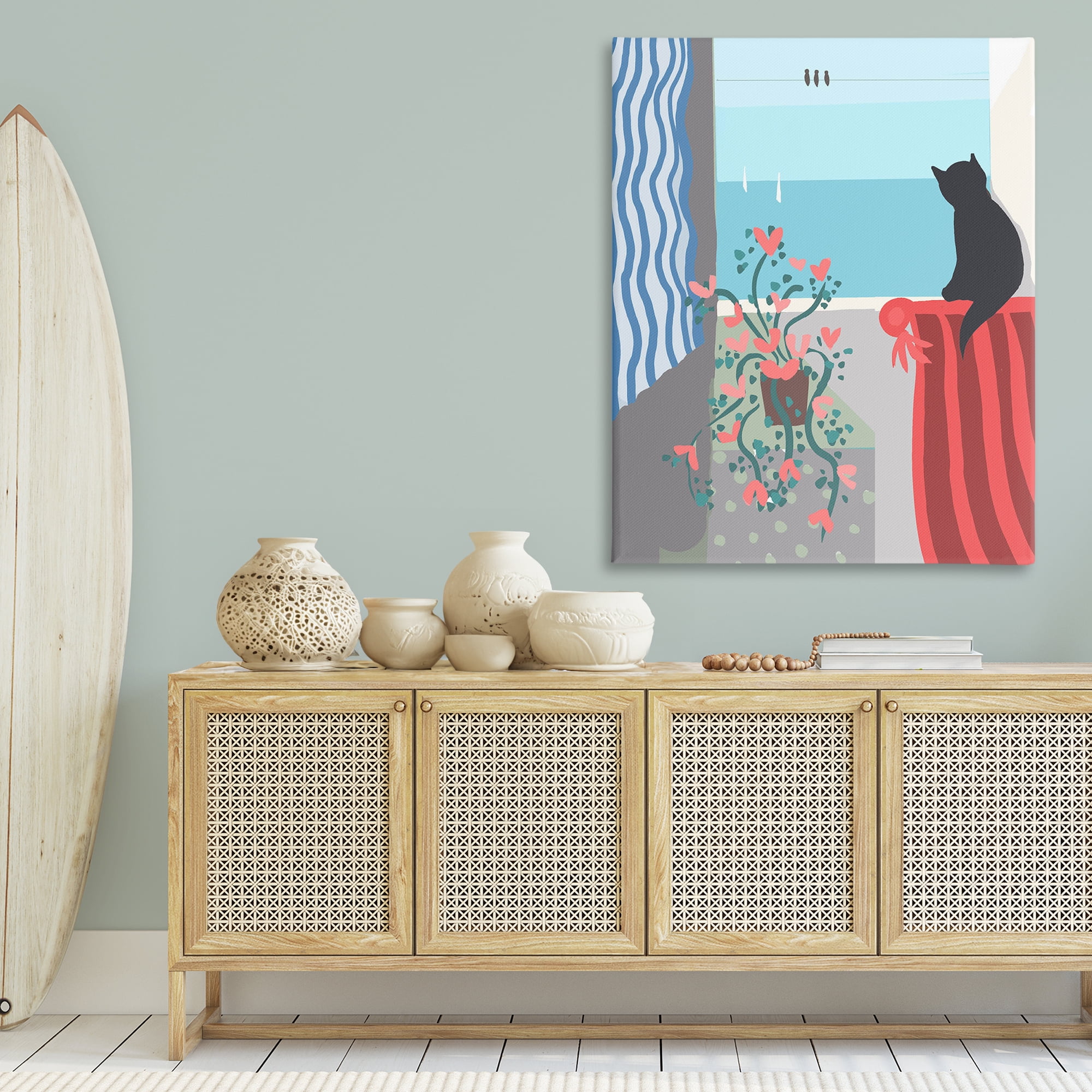 Stupell Industries Window Beach View Nautical & Beach Painting Wrapped Canvas Art Print Wall Art, 36 x 48