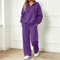 thumbnail image 2 of JIAYUE Women 2 Piece Set Solid Color Long Sleeve Hoodies With Jogger Pants Outfit for Outdoor Travel, 2 of 5
