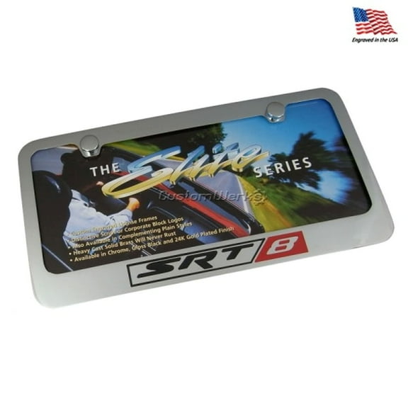 Dodge SRT8 Logo Chrome Metal License Plate Frame