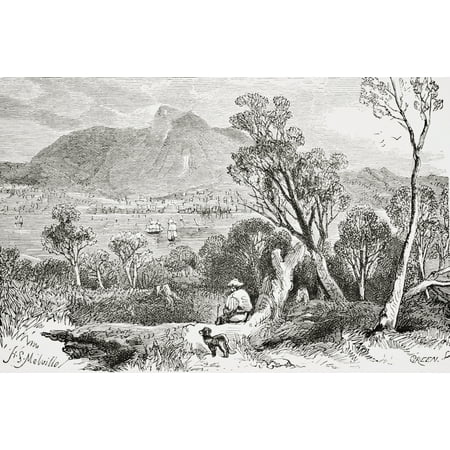 Hobart Tasmania From The Gallery Of Geography Published London Circa 1872 Canvas Art - Ken Welsh Design Pics (18 x 12)