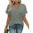 thumbnail image 2 of ICHUANYI Womens Short Sleeve Shirts V Neck Summer Tops Casual T Shirts Basic Tees Loose Top, 2 of 8