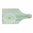 thumbnail image 1 of Shabby Flora Cutting Board, Sewing Theme Border with Button Floral Patch Traditional Lace Like Dots Print, Tempered Glass Cutting and Serving Board, Wine Bottle Shape, Multicolor, by Ambesonne, 1 of 1