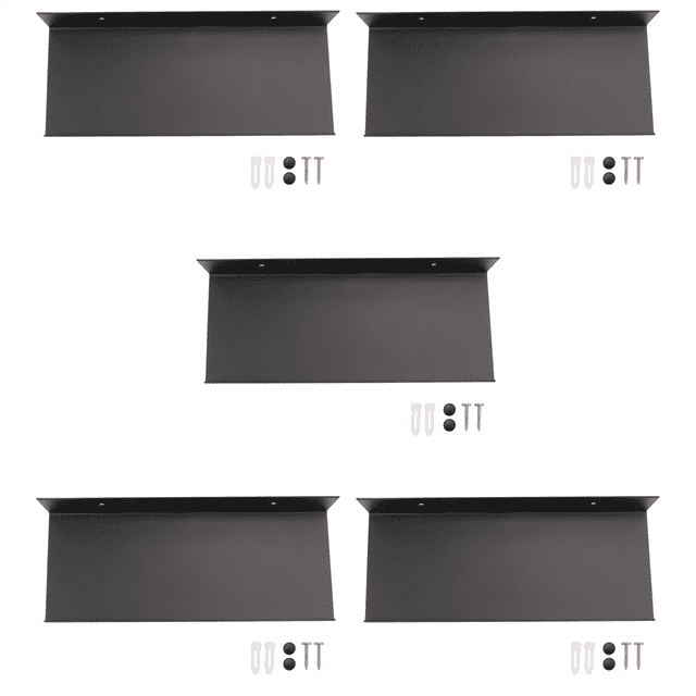 5X Wall Shelves, Black Floating Shelves,Bathroom Racks, Wall Display Shelves,Wall Mounted Kitchen Spice Racks(30cm)