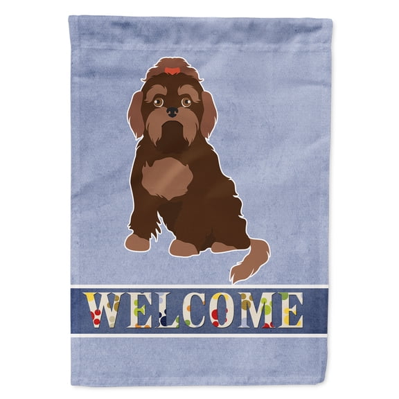 Brown Russian Tsvetnaya Bolonka Lap Dog Welcome Garden Flag