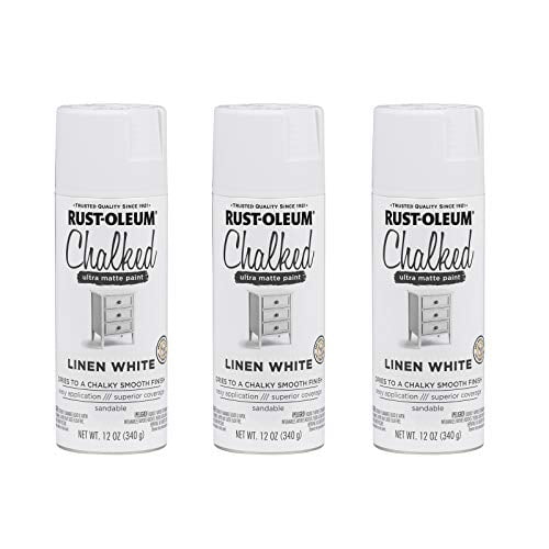 Rust-Oleum 302591A3 Chalked Ultra Matte Spray Paint, 12 Ounce (Pack of 3), Linen White, 3 Count