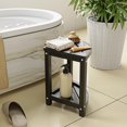 thumbnail image 3 of Shower Stool - Corner Bench Seat with HDPE Waterproof Shaving Legs, Baffle Storage Shelf, Indoor/Outdoor Use, Black, 3 of 18