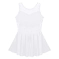 thumbnail image 4 of Vxuxlje Kids Girls Ice Skating Sparkle Diamond V-shaped Sheer Tulle Splice Leotard A-line Dress for White 10, 4 of 7