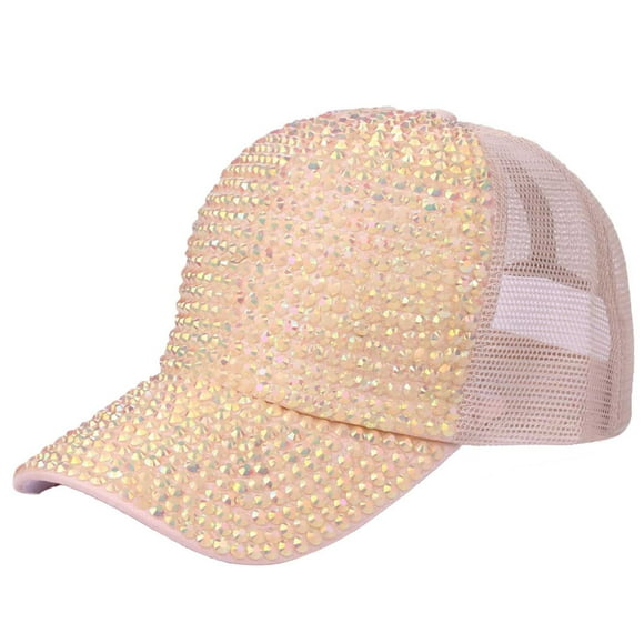 WEIYLL Baseball Cap Women Summer Rhinestone Casual Stylish Travel Accessory Breathable Mesh Headwear Hat