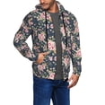 thumbnail image 2 of Kdxio Vintage Floral Print Men Hoodies Casual Hoodies for Men with Zip Pockets Full Zip Long Sleeve Sweatshirt Sports Hooded Jacket-Small, 2 of 5