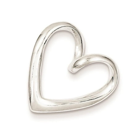 925 Sterling Silver Heart Chain Slide Polished Charm Pendant