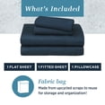 thumbnail image 3 of WelHome 100% Cotton Percale 3-Piece Twin Size Deep Pocket Bed Sheets Set, 1 Fitted, 1 Flat Sheet with 1 Pillowcase, Ultra Light, Breathable & Super Soft Sheets, Navy, 3 of 8