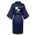 thumbnail image 3 of WREESH Womens Silk Pajamas Satin Nightgown Fashionable Front And Back Printed Solid Color Ice Silk Bathrobe Home Clothing Navy, 3 of 3