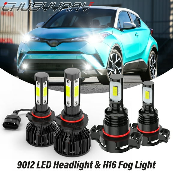 For Toyota C-HR CHR 2018 2019 - LED Headlight Dual Beam Fog Light Bulbs Kit 6000K White 4x