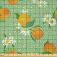 thumbnail image 2 of Ambesonne Floral Fabric by the Yard Microfiber, Oranges Chamomiles Dots Art, 10 Yards, Earth Yellow and Pale Green, 2 of 2