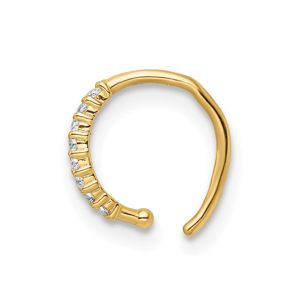 Auriga 14k Yellow Gold CZ Nose Ring/ Ear Cuff for Women(L- 8.49mm, W- 2.65mm)