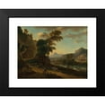 thumbnail image 2 of Jan Hackaert 18x14 Black Modern Framed Museum Art Print Titled - An Extensive River Landscape with Travellers, 2 of 5